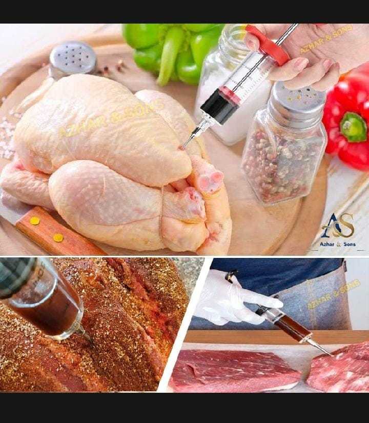 Stainless Steel Meat Injector – BBQ Marinade & Flavor Seasoning Needle